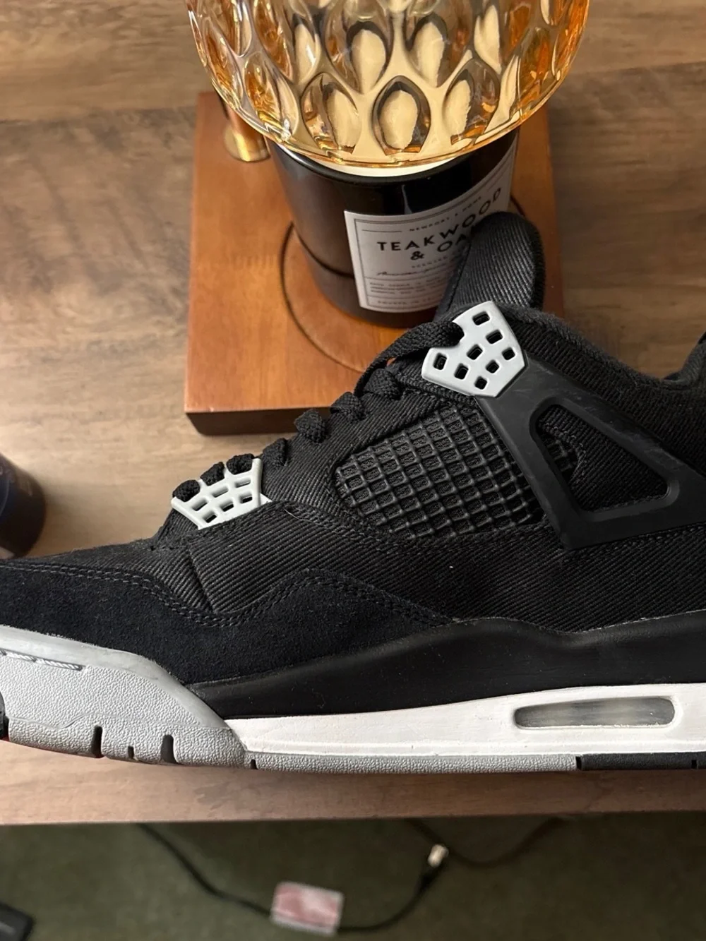 Air Jordan 4 Retro 'Black' Canvas Men’s Sneakers size 9